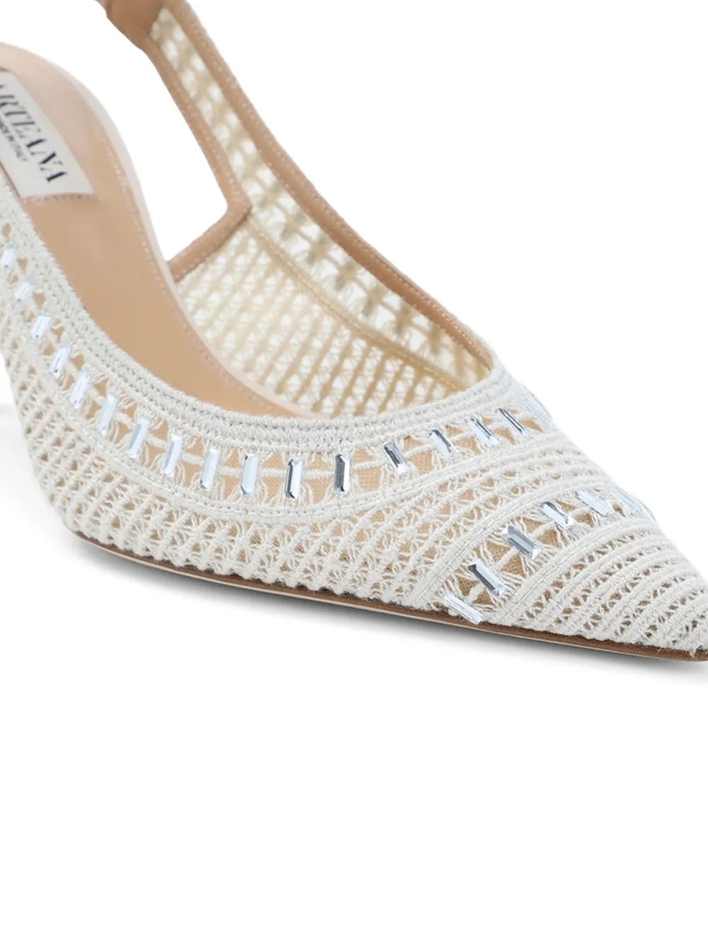 Arteana Trieste embellished crochet slingback pumps Beige