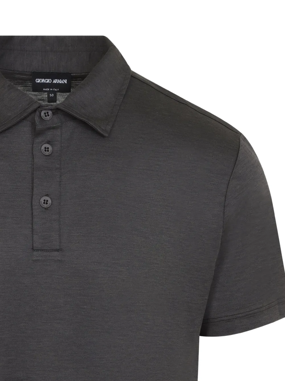 Giorgio Armani silk and cotton-mélange jersey polo shirt Grijs