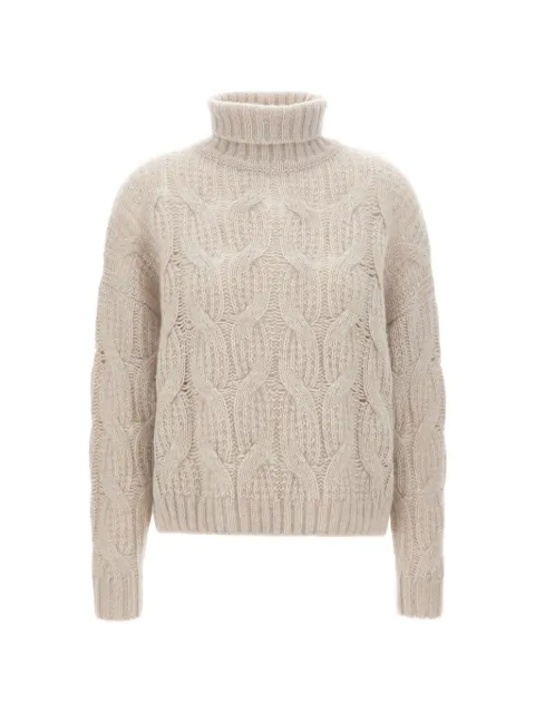 Hemisphere cable-knit turtleneck sweater