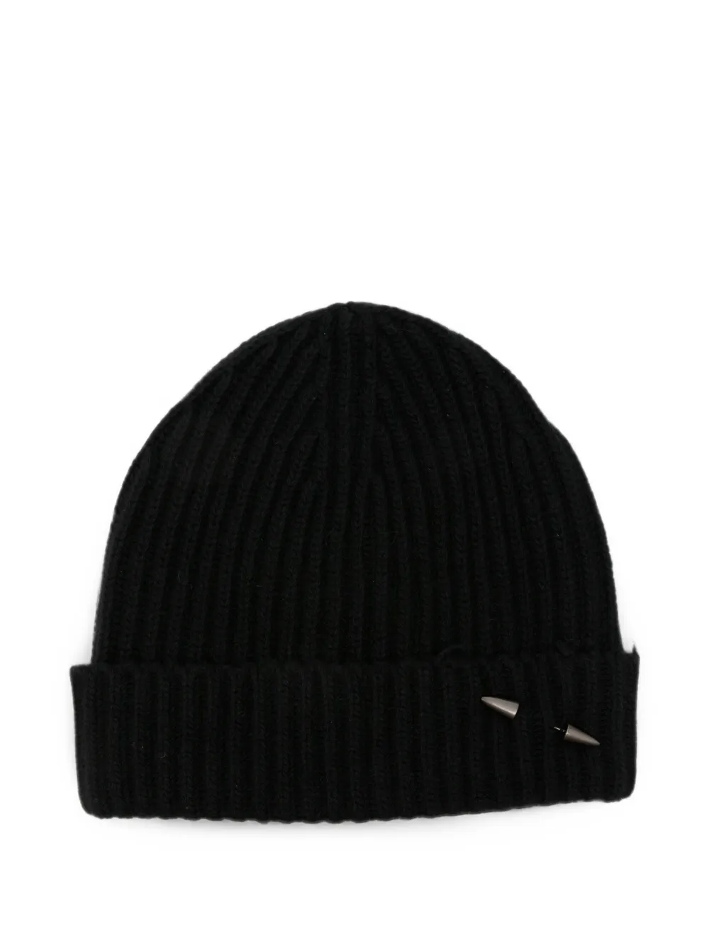 Isabel Benenato ribbed-knit spike-detail beanie hat - Nero
