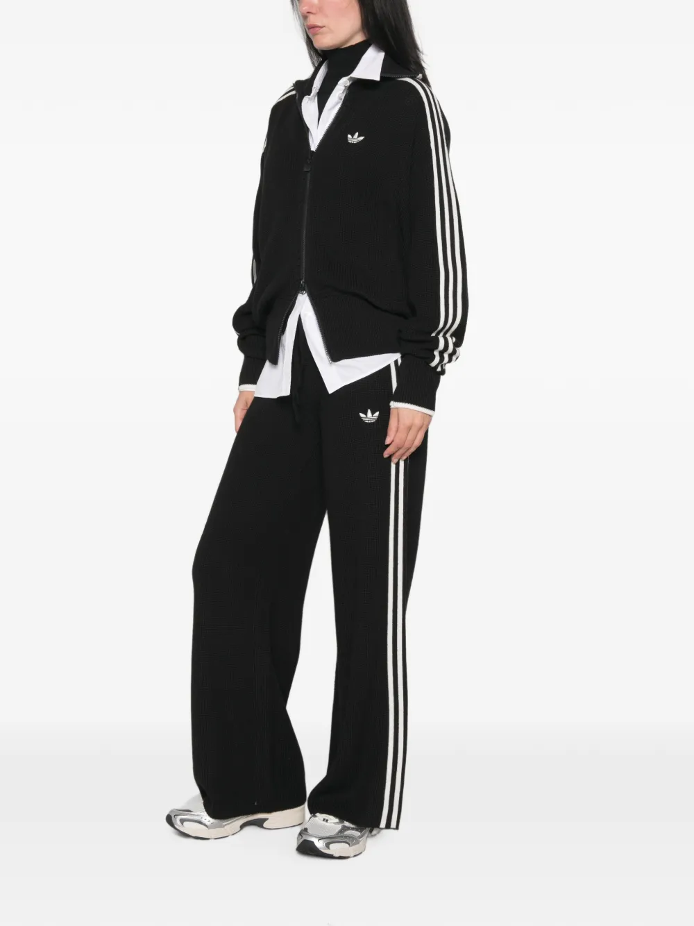 adidas Firebird side-stripe track pants Zwart