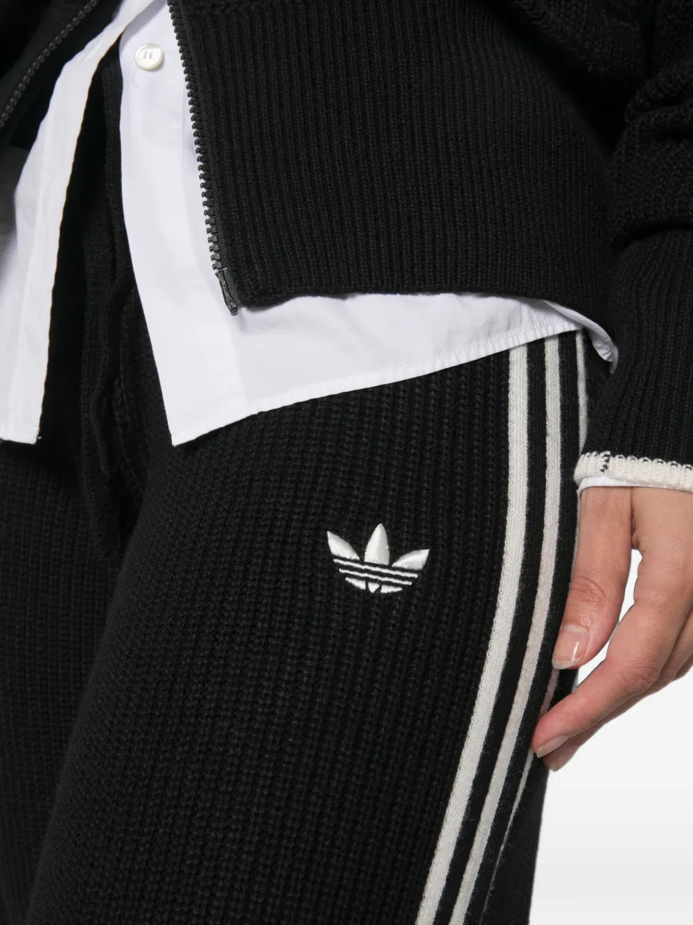 adidas Firebird side-stripe track pants Zwart