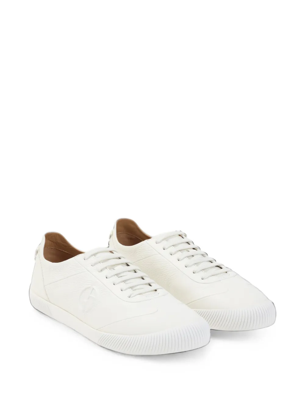 Giorgio Armani logo-embossed leather sneakers Wit