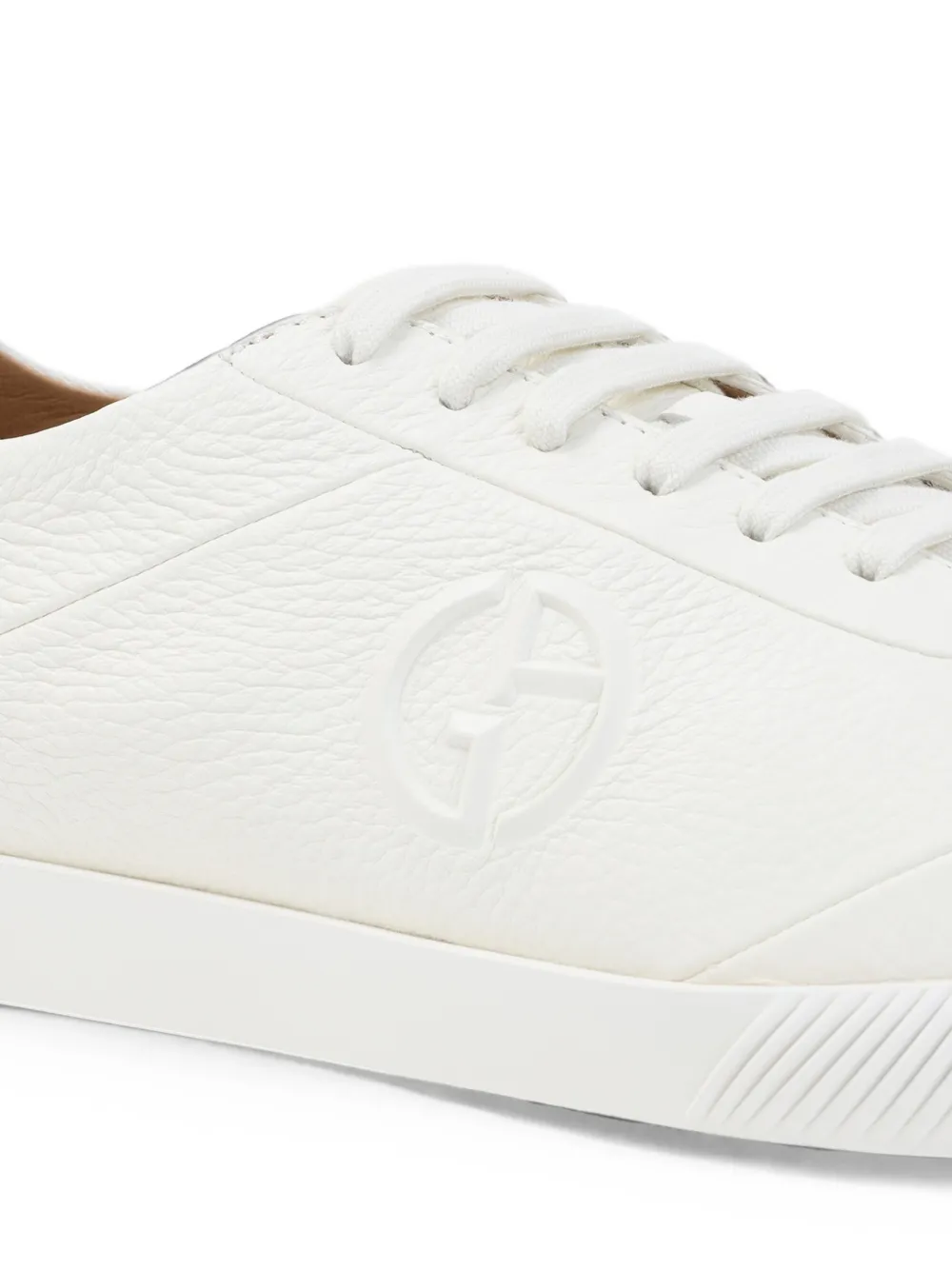 Giorgio Armani logo-embossed leather sneakers Wit