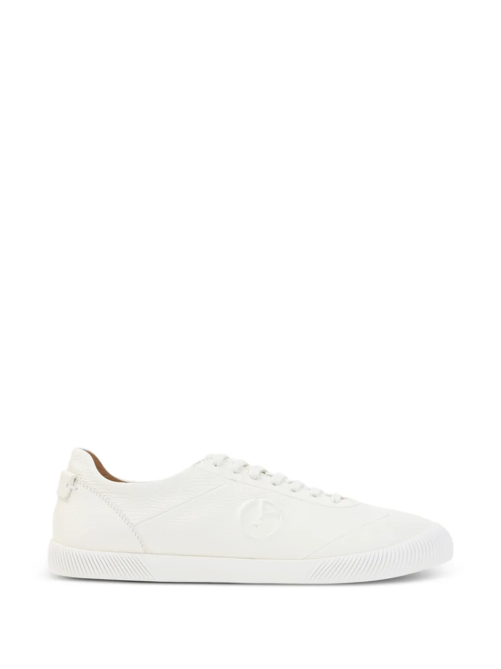 Giorgio Armani logo-embossed leather sneakers Wit