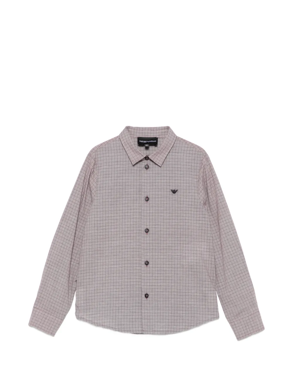Emporio Armani Kids check-pattern logo-patch shirt - Toni neutri