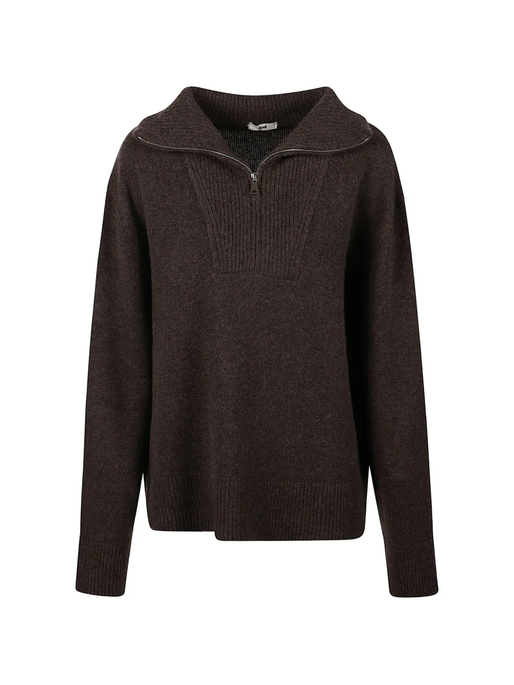 ANAII half-zip ribbed-knit sweater - Brown