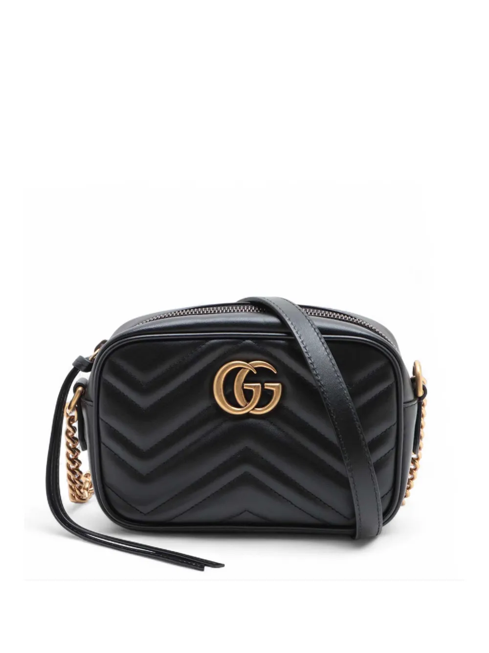 Gucci Pre-Owned 2000-2015 mini GG Marmont Flap Umhängetasche aus Matelassé-Leder - Schwarz