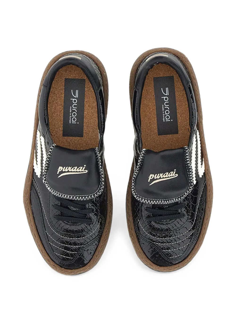 Puraai Polly Tab crocodile-effect Polly Tab sneakers Zwart