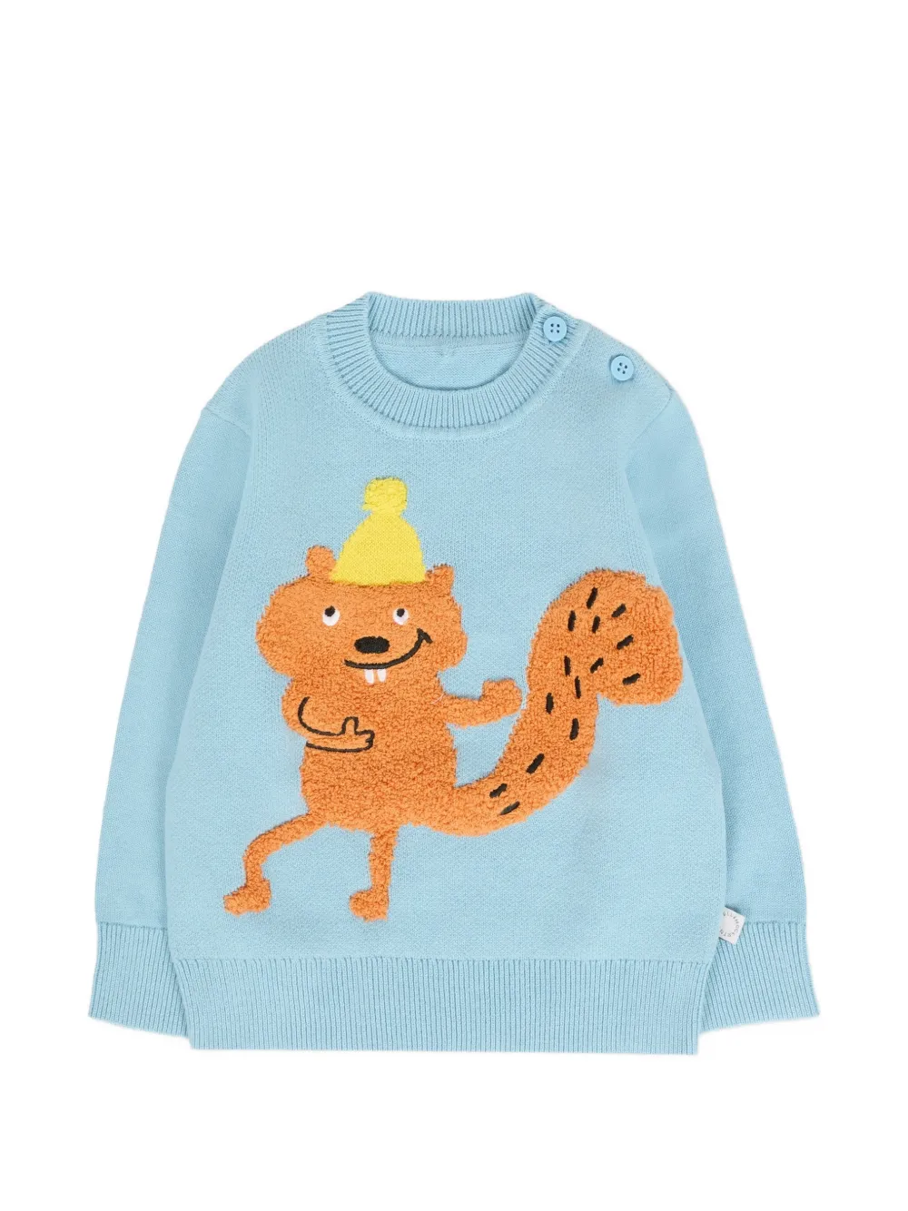 Stella McCartney Kids squirrel-intarsia button-fastening sweater - Blu