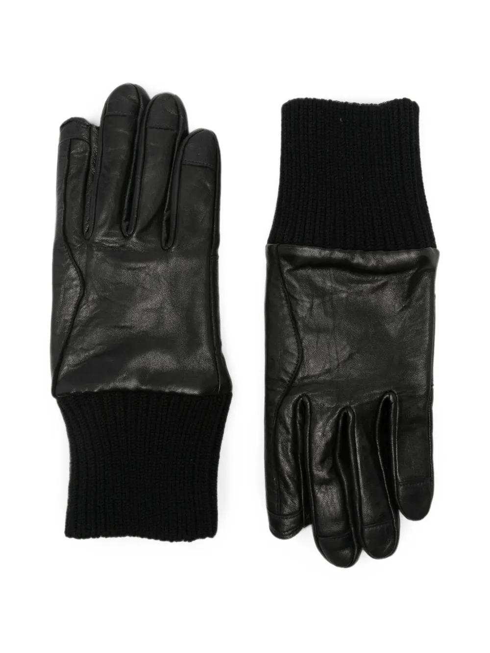 Rick Owens ribbed-cuff leather gloves - Nero