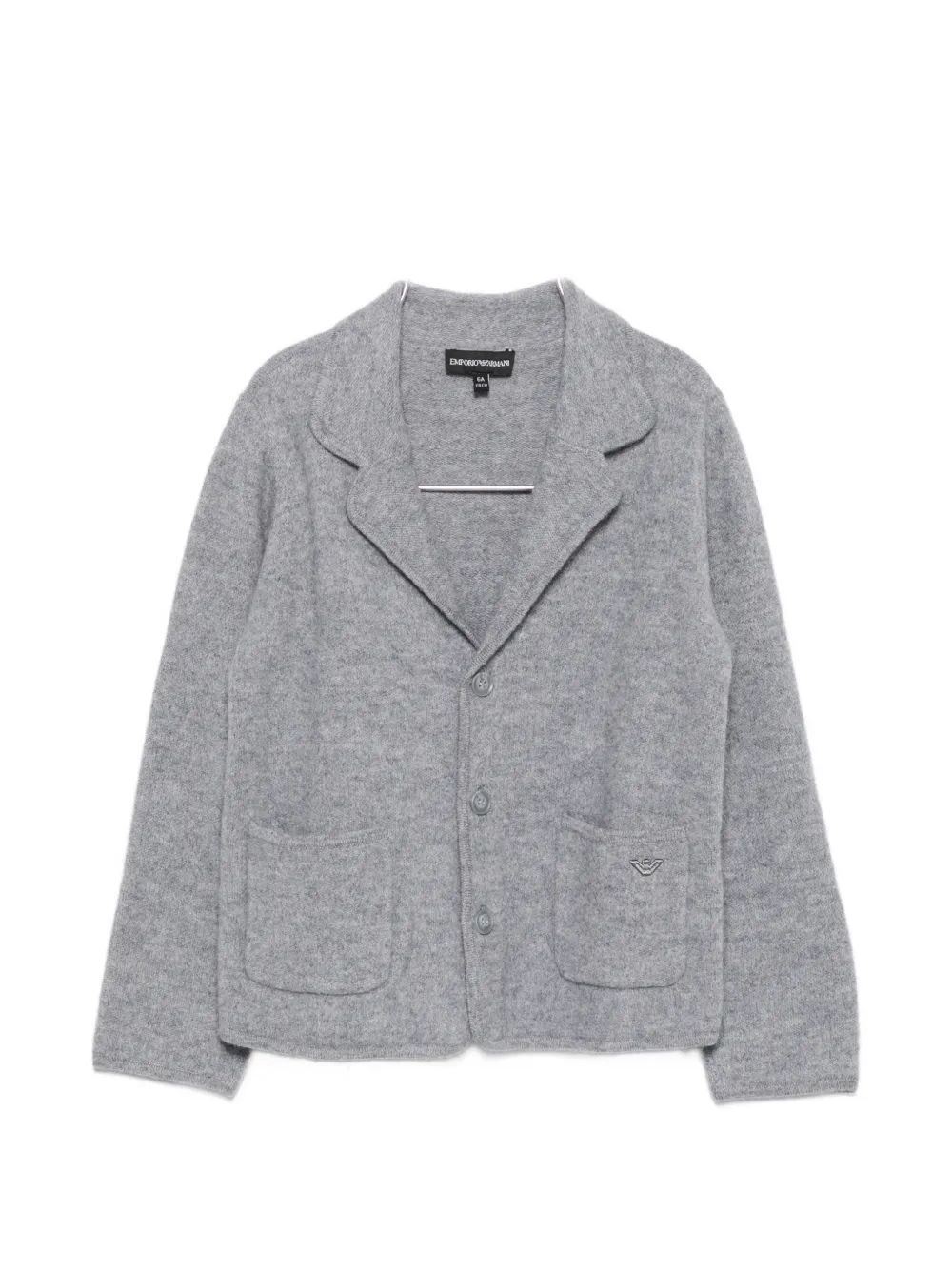 Emporio Armani Kids logo-plaque knitted cardigan - Grigio