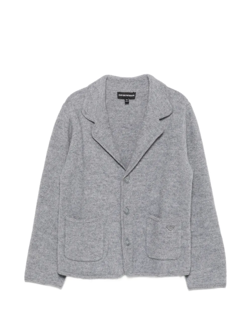 Emporio Armani Kids logo-plaque knitted cardigan - Grigio