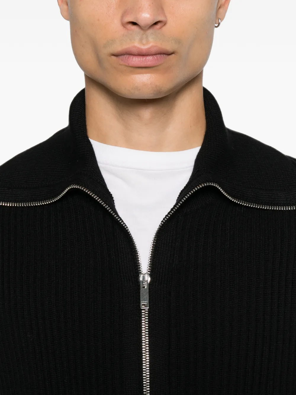 Zanone Ribgebreid vest Zwart