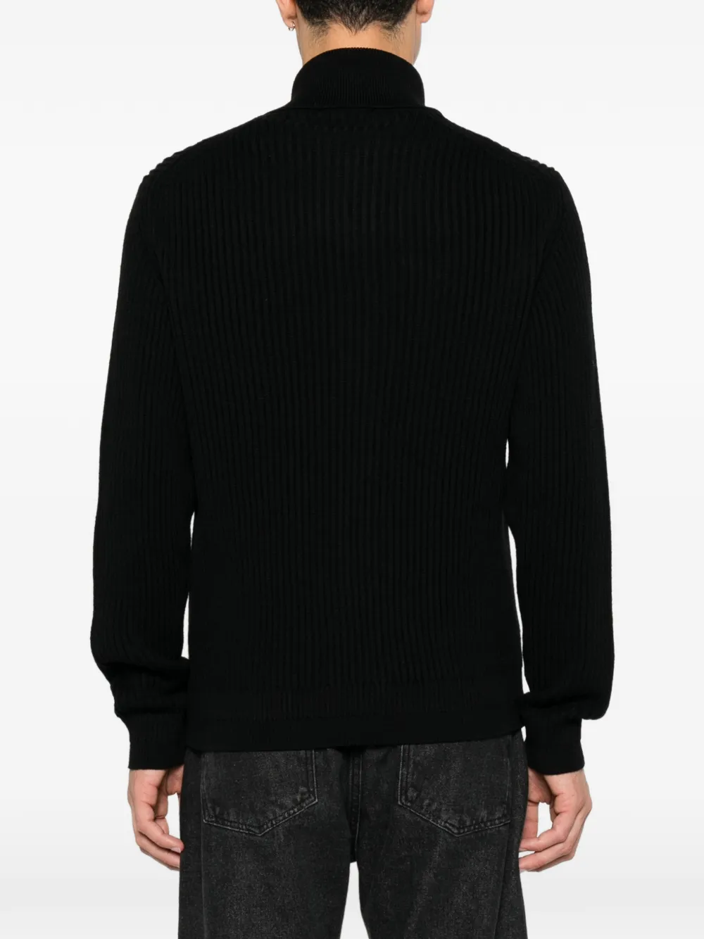 Zanone Ribgebreid vest Zwart