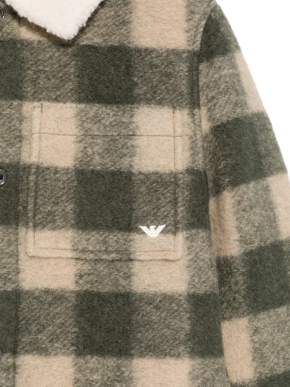 Emporio Armani Kids Geruit jack met lammykraag Groen
