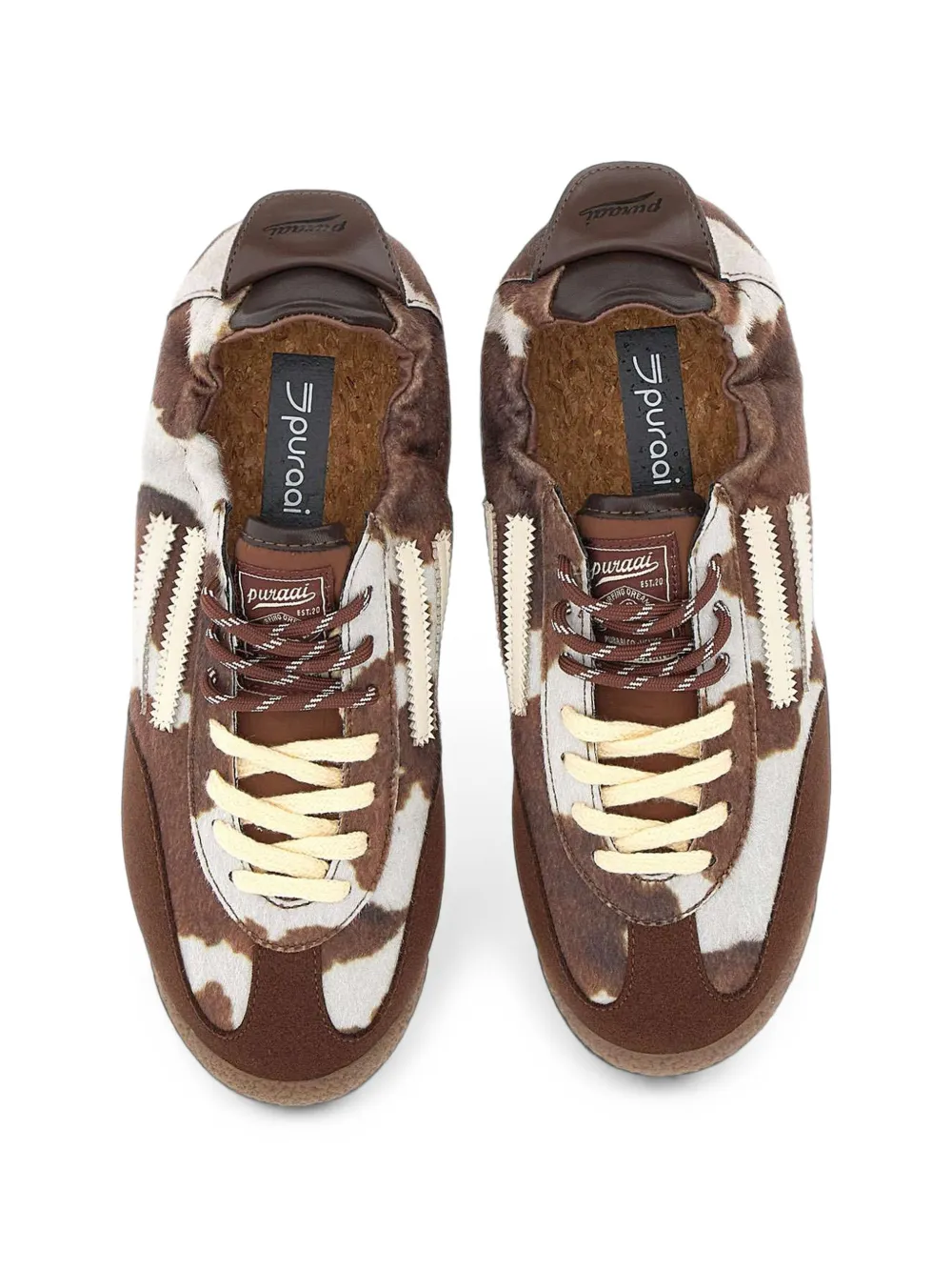 Puraai Panther cow-print low-top sneakers Bruin
