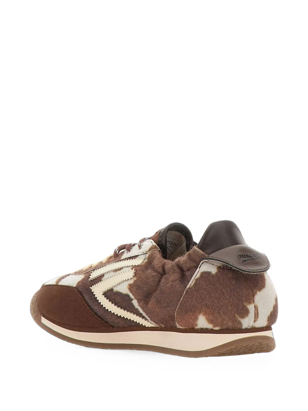 Puraai Panther cow-print low-top sneakers Bruin