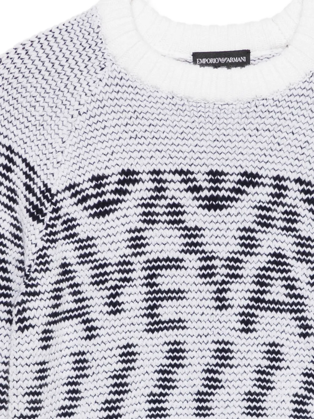 Emporio Armani Kids Trui met logo-intarsia en raglanmouwen Wit