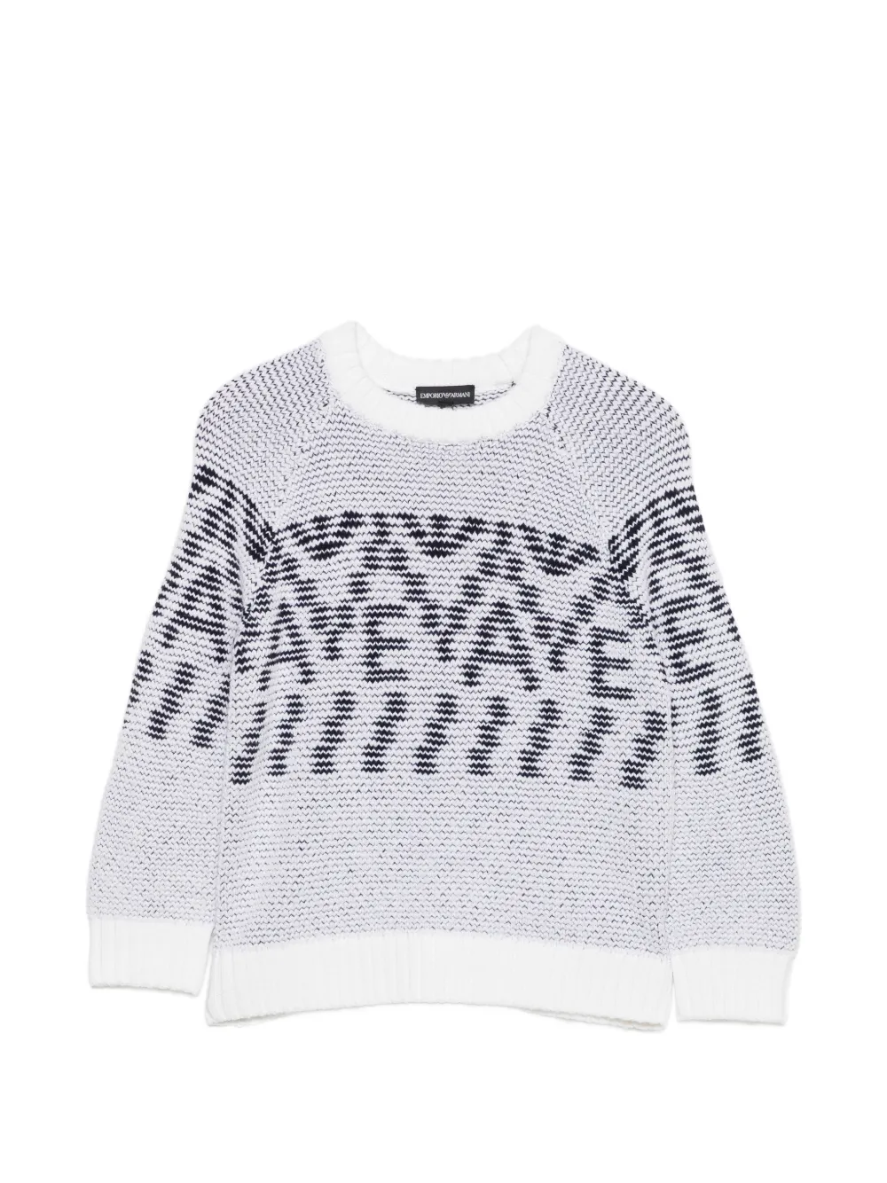 Emporio Armani Kids logo-intarsia raglan-sleeve sweater - Bianco