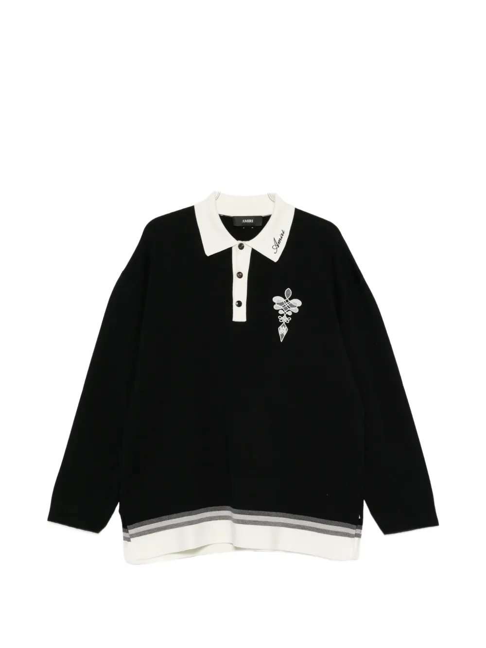 AMIRI logo-embroidered striped-trim polo shirt - Nero