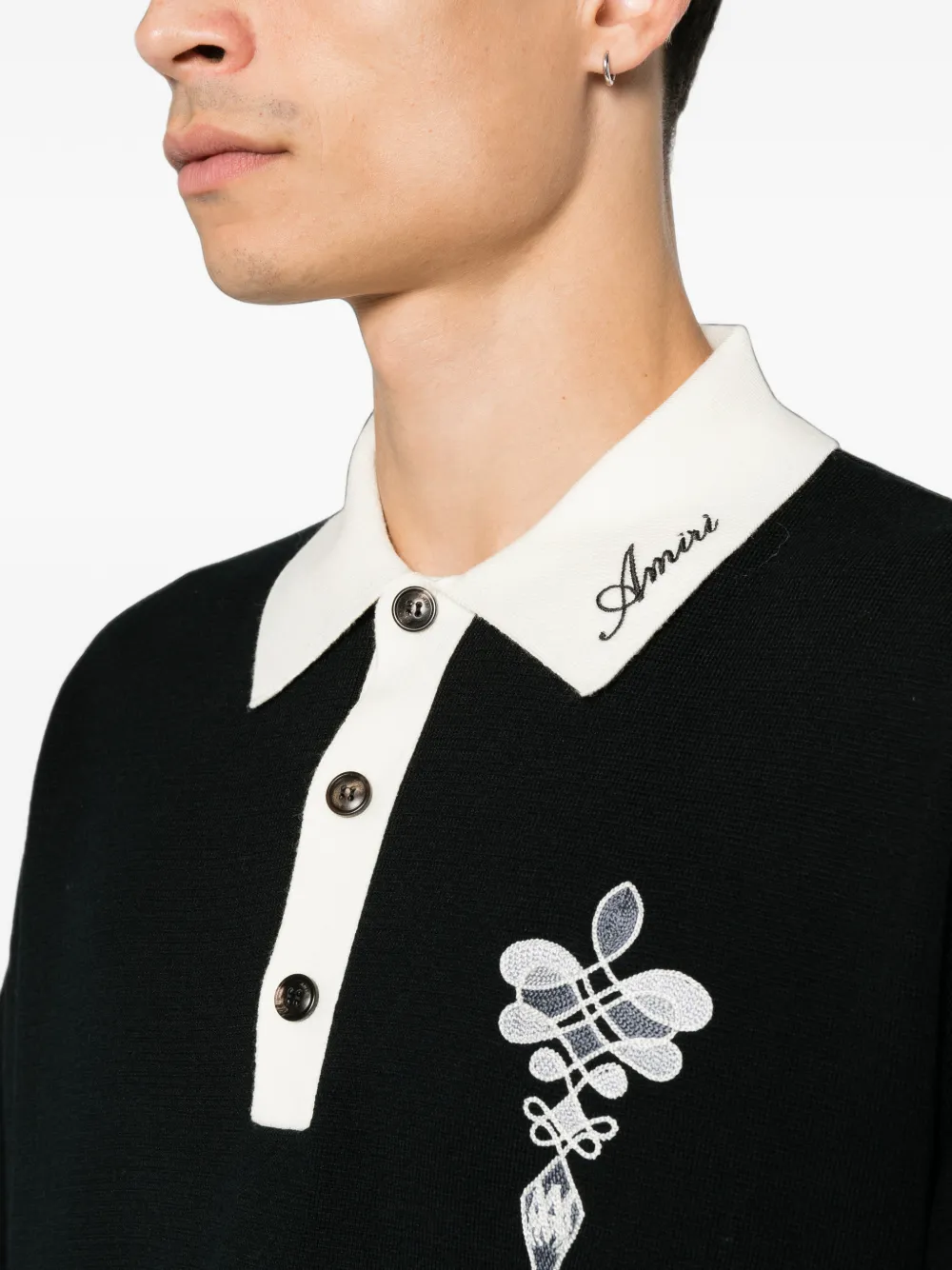 AMIRI Poloshirt met geborduurd logo Zwart