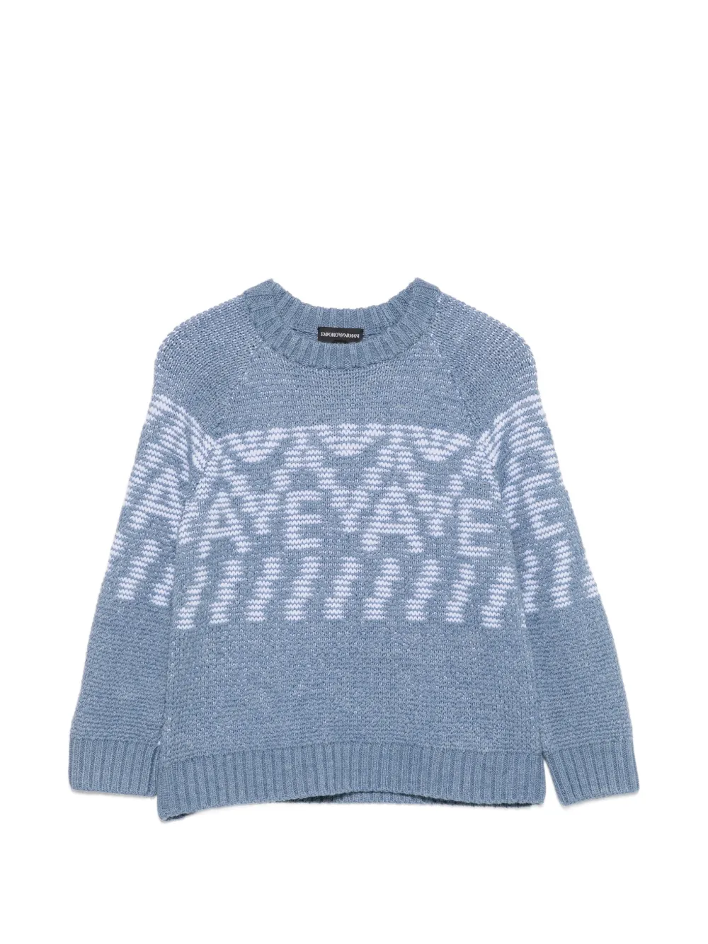 Emporio Armani Kids logo-intarsia raglan-sleeve sweater - Blu