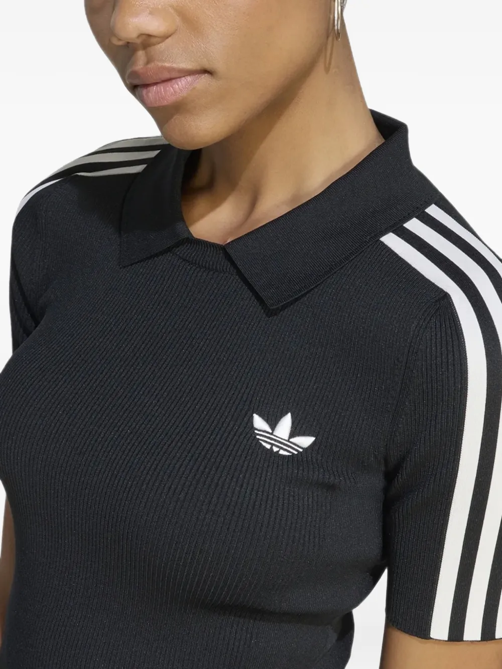 adidas Cali ribgebreid T-shirt Zwart