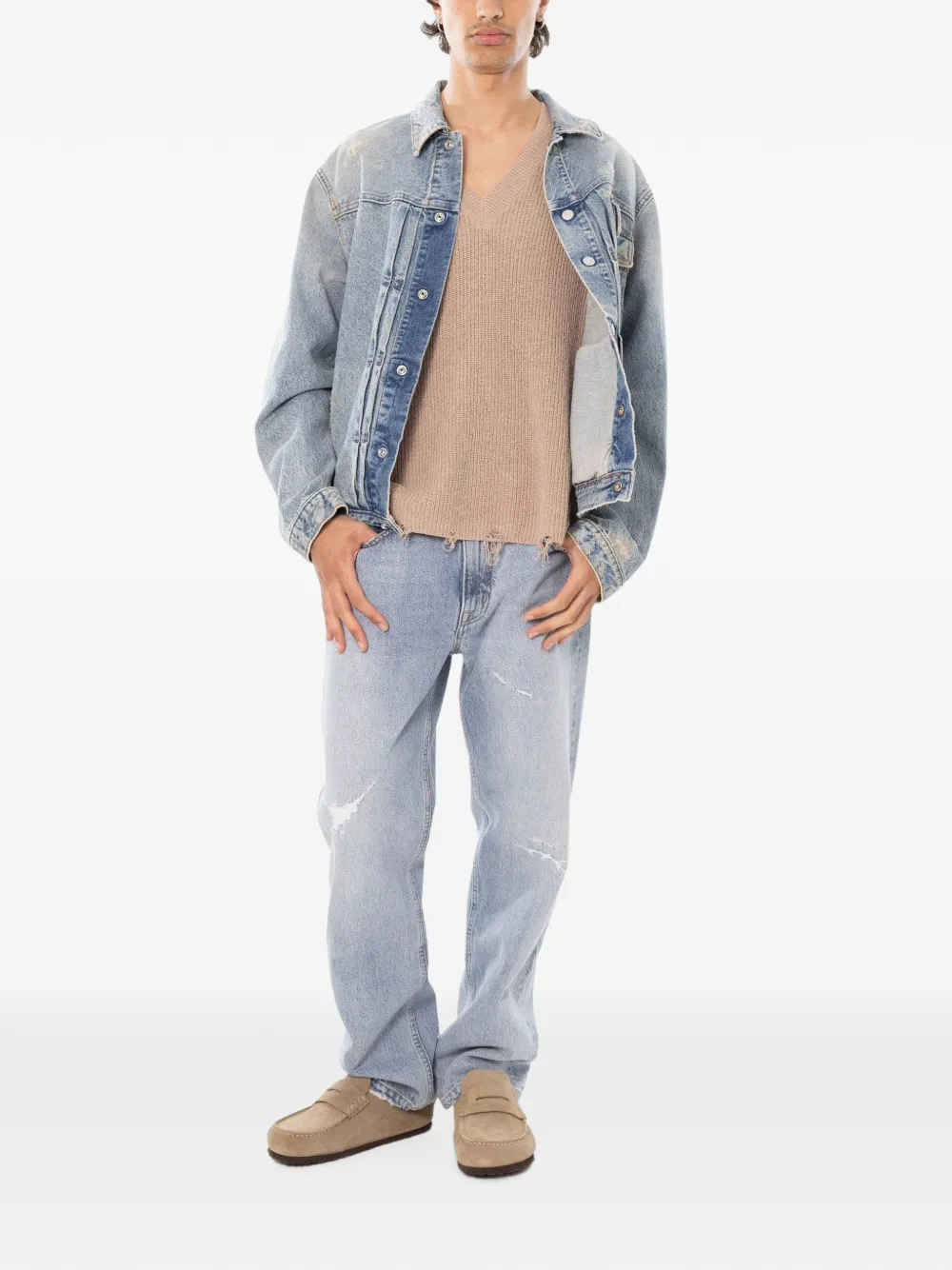 Cycle Roby gerafeld denim jack Blauw