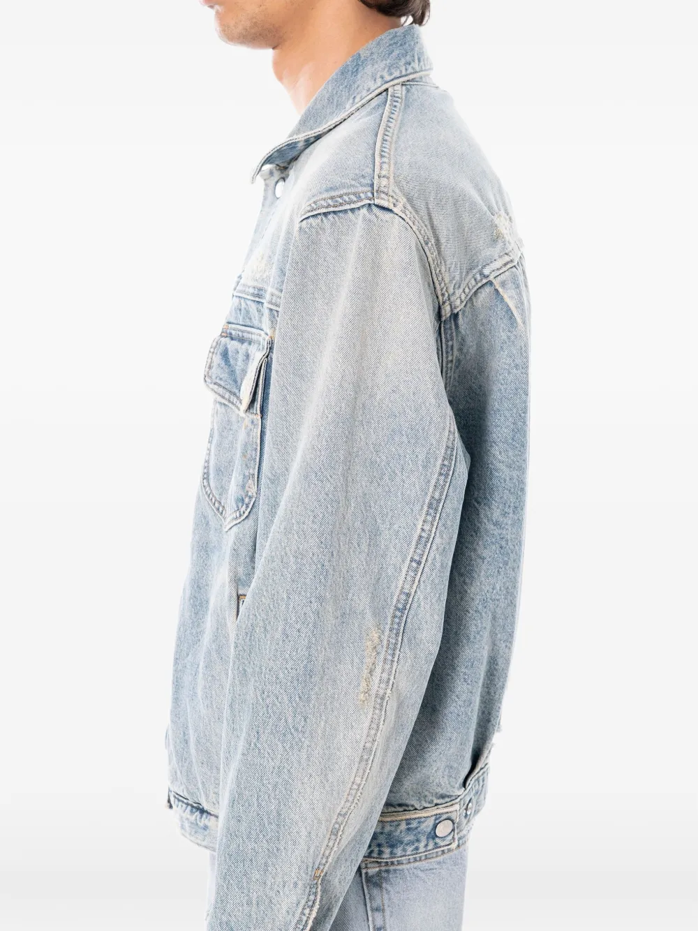 Cycle Roby gerafeld denim jack Blauw