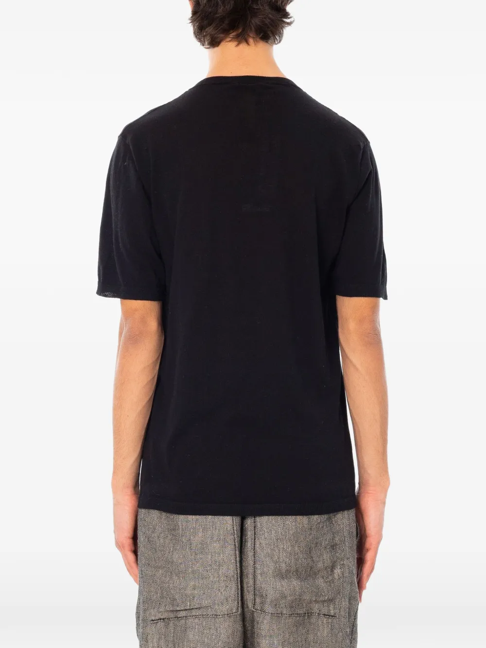 Transit Crêpe gebreid T-shirt met korte mouwen Zwart