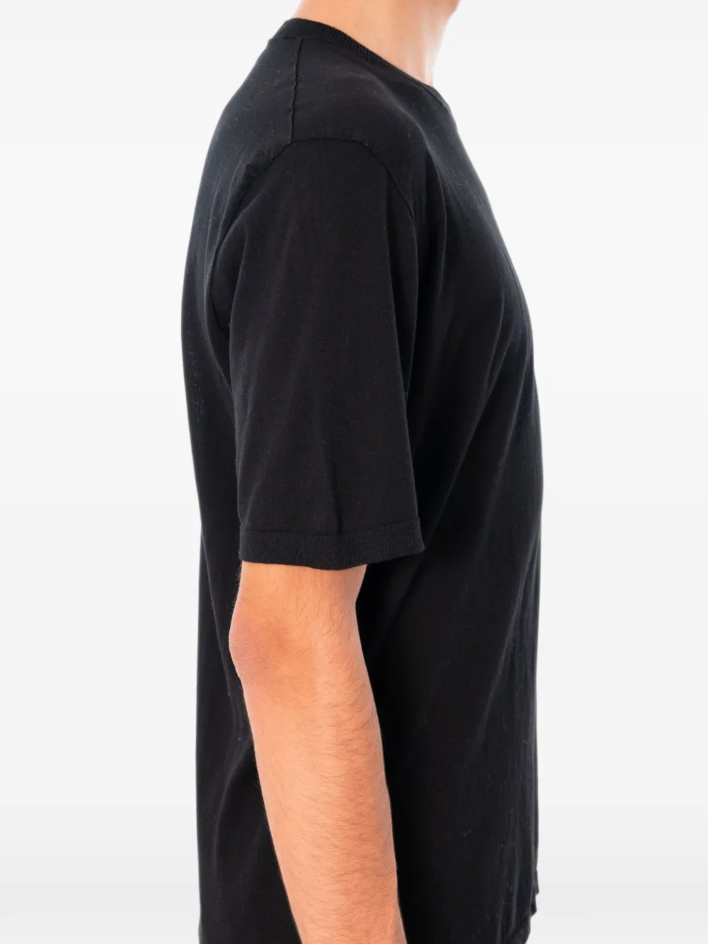 Transit Crêpe gebreid T-shirt met korte mouwen Zwart