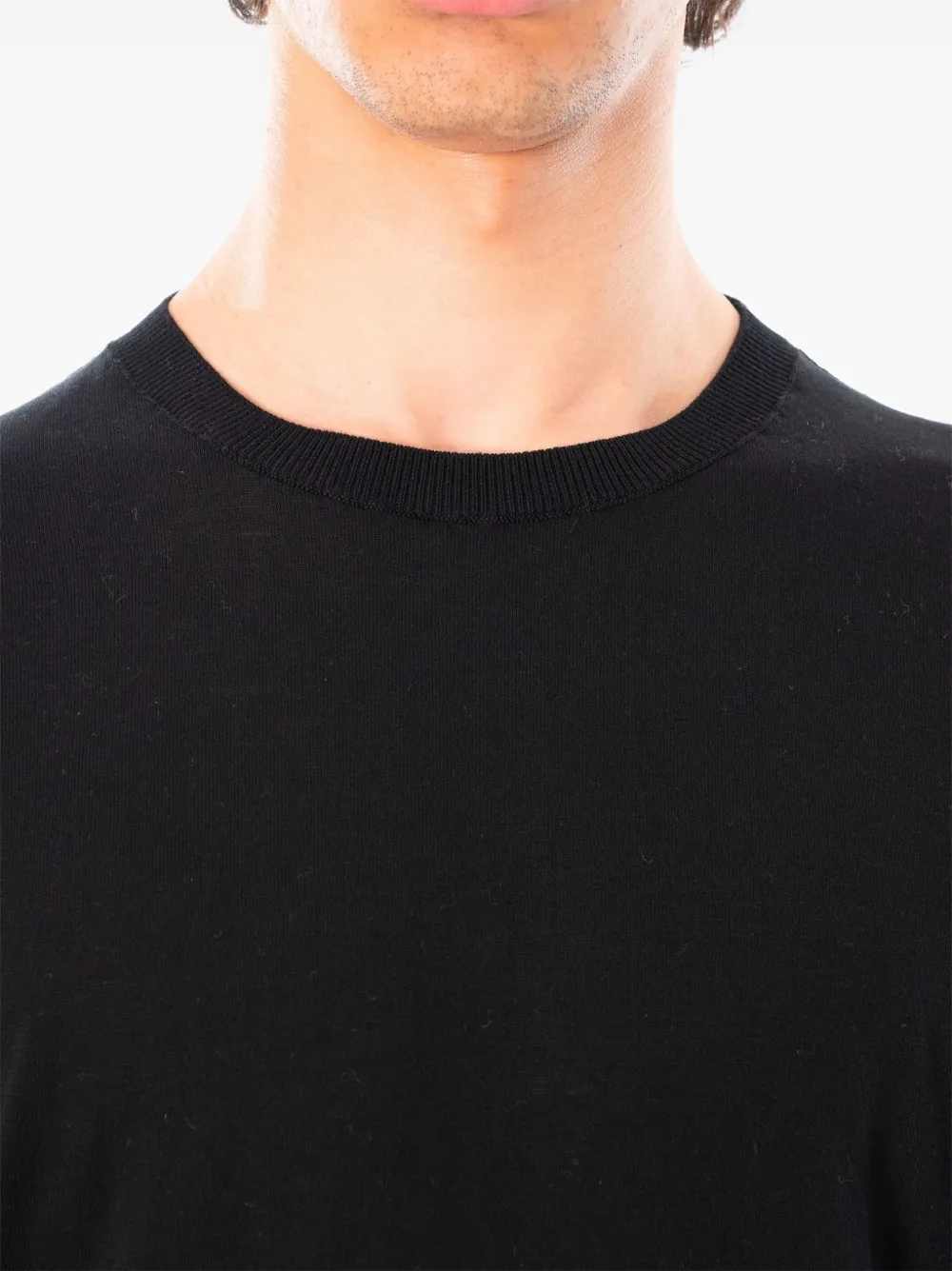 Transit Crêpe gebreid T-shirt met korte mouwen Zwart