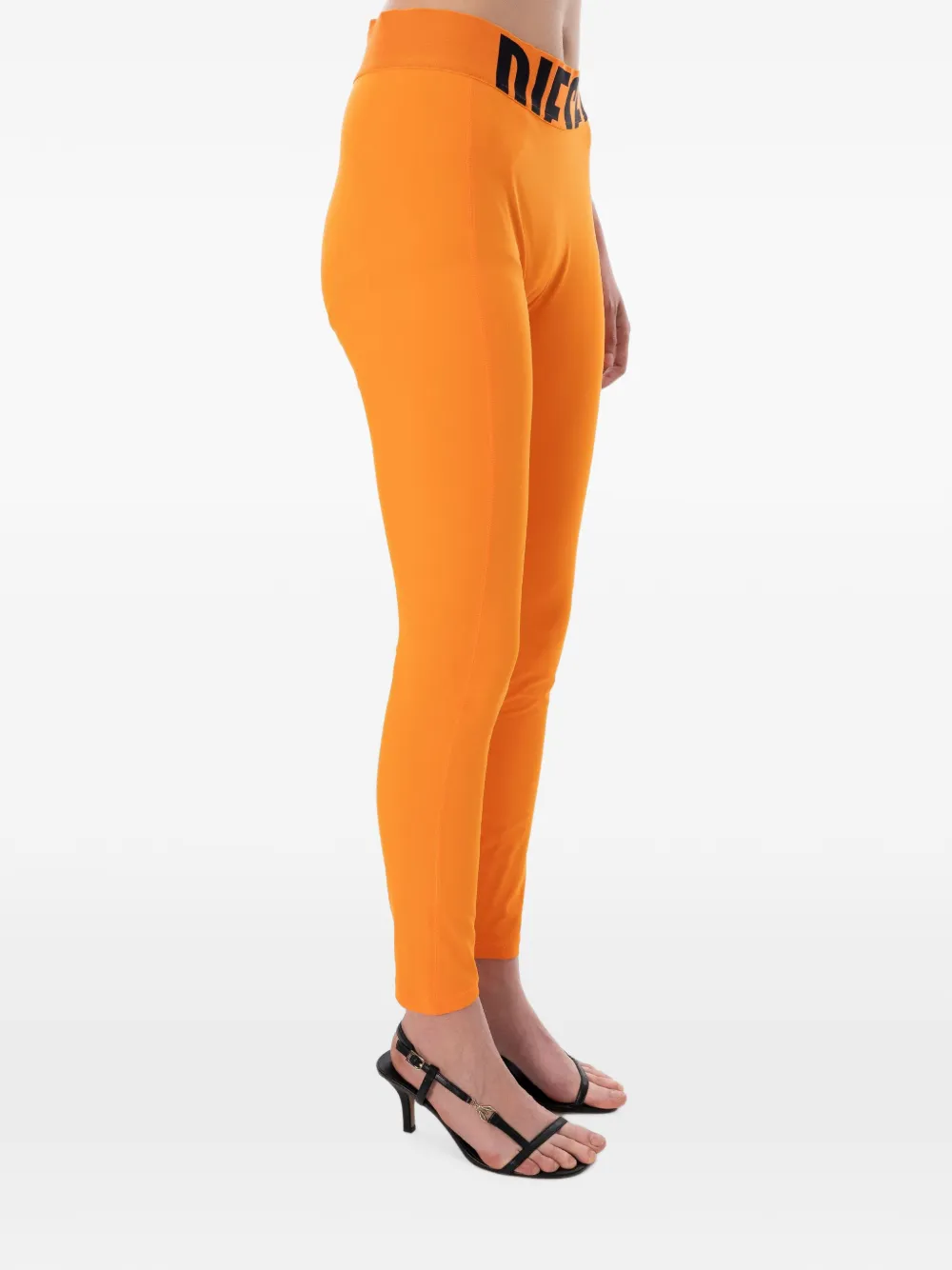 Diesel Legging van microvezel met uitgesneden logo Oranje