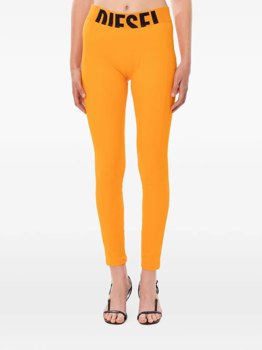Diesel microfibre leggings with cut-off logo