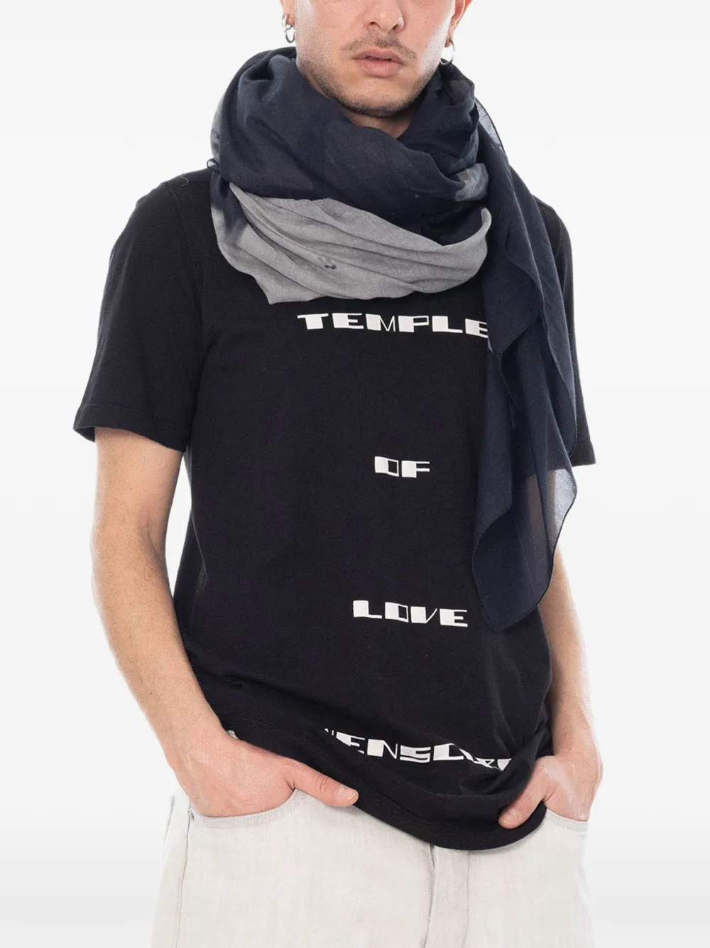 Rick Owens DRKSHDW Sciarpa Flag con stampa - Nero