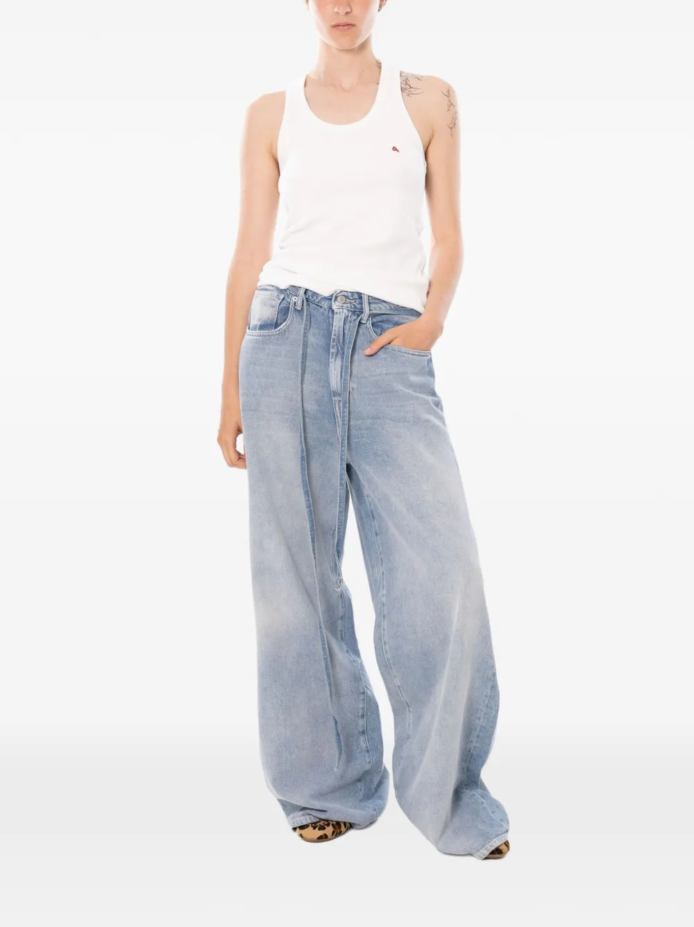 Cycle Jeans met wijde pijpen Blauw