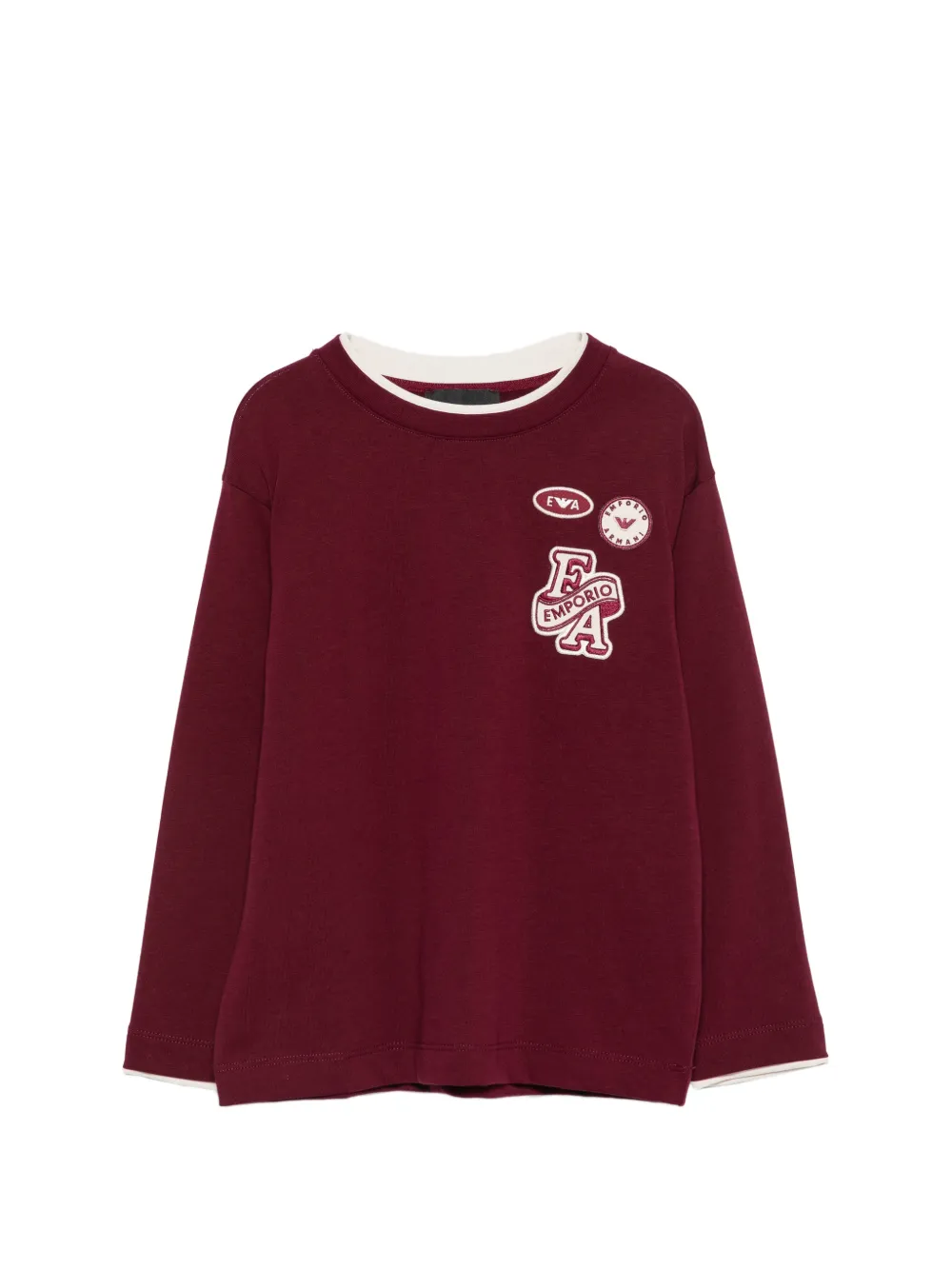 Emporio Armani Kids logo-patch layered-detail T-shirt - Rosso