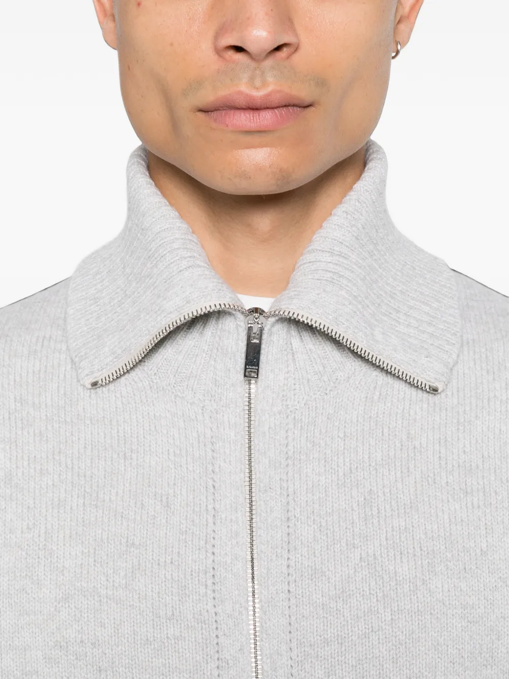 Zanone Vest met geribbelde kraag en rits Grijs