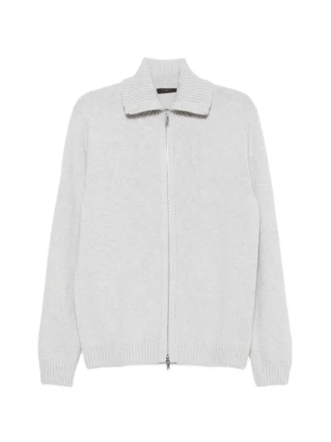 Zanone zip-up ribbed-collar cardigan