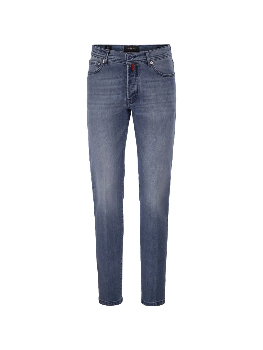 Kiton faded five-pocket slim-fit jeans - Blu