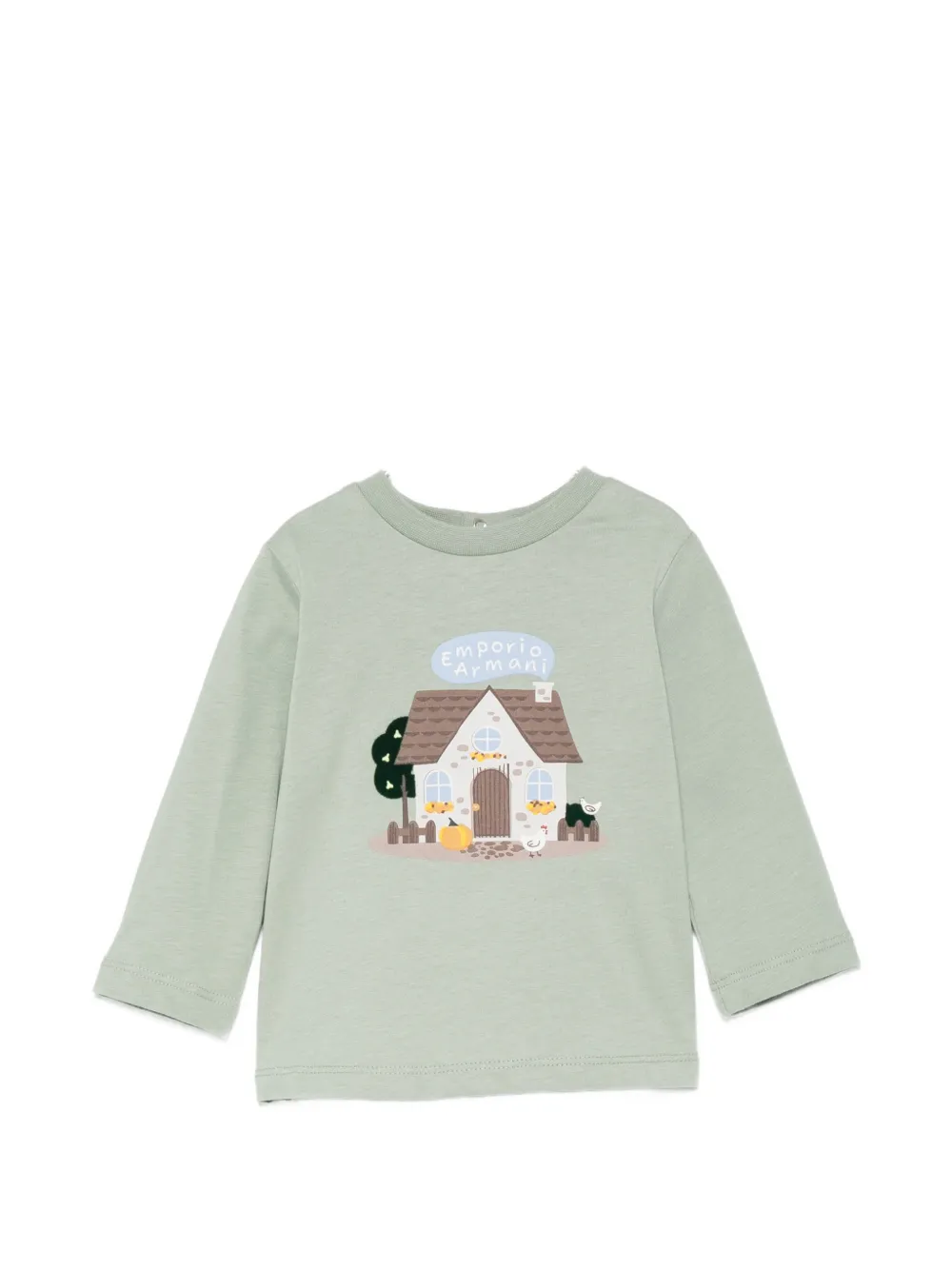 Emporio Armani Kids graphic-print long-sleeve T-shirt - Verde
