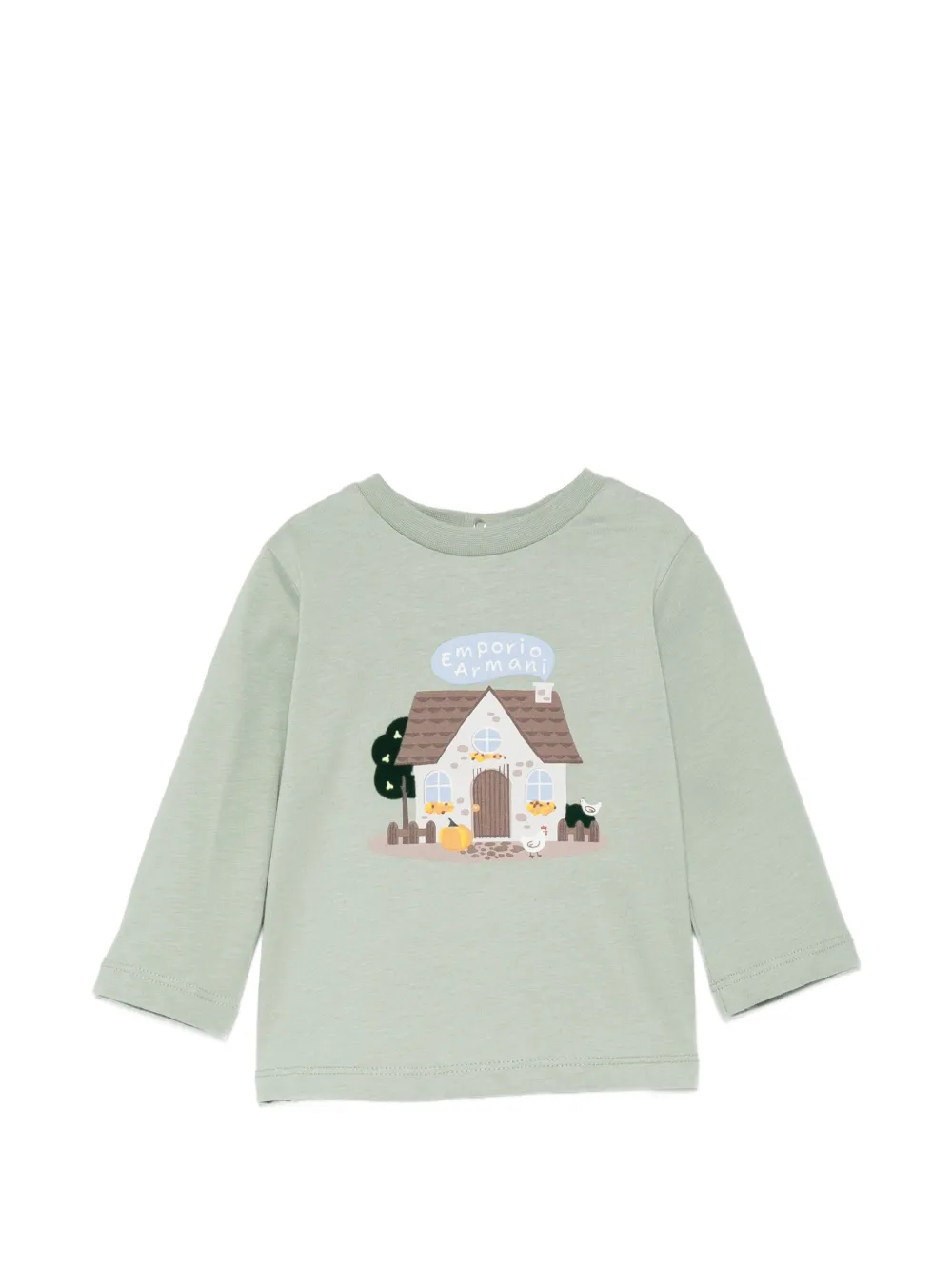 Emporio Armani Kids graphic-print long-sleeve T-shirt - Verde