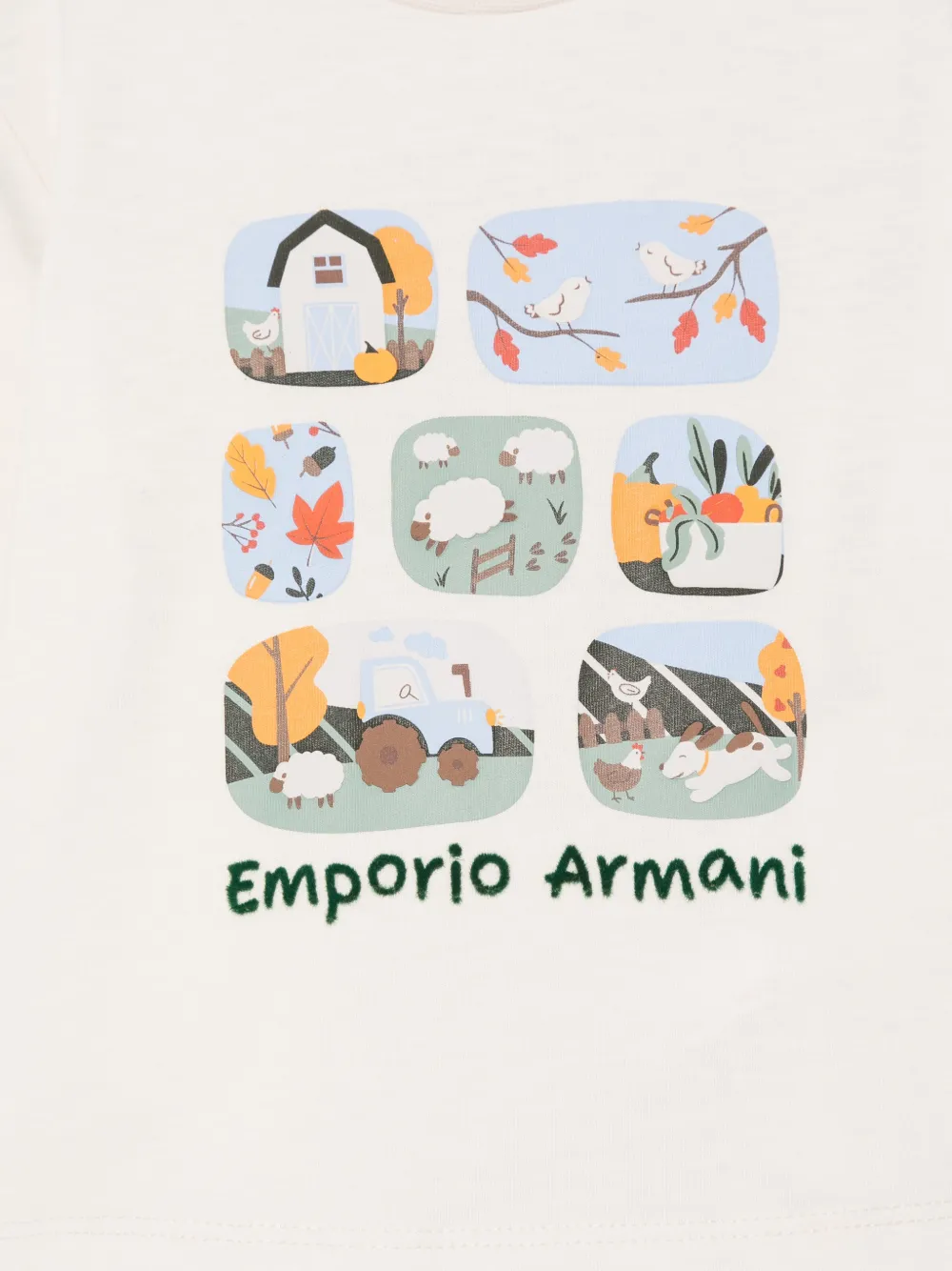 Emporio Armani Kids graphic-print long-sleeve T-shirt Beige