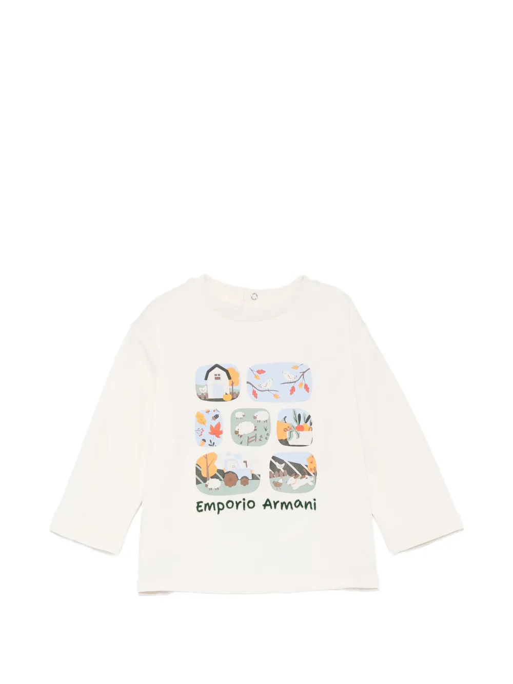 Emporio Armani Kids graphic-print long-sleeve T-shirt - Toni neutri