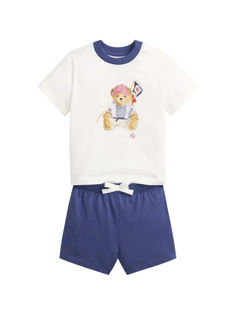 POLO RALPH LAUREN KIDS Polo Bear cotton jersey T-shirt and shorts - Bianco