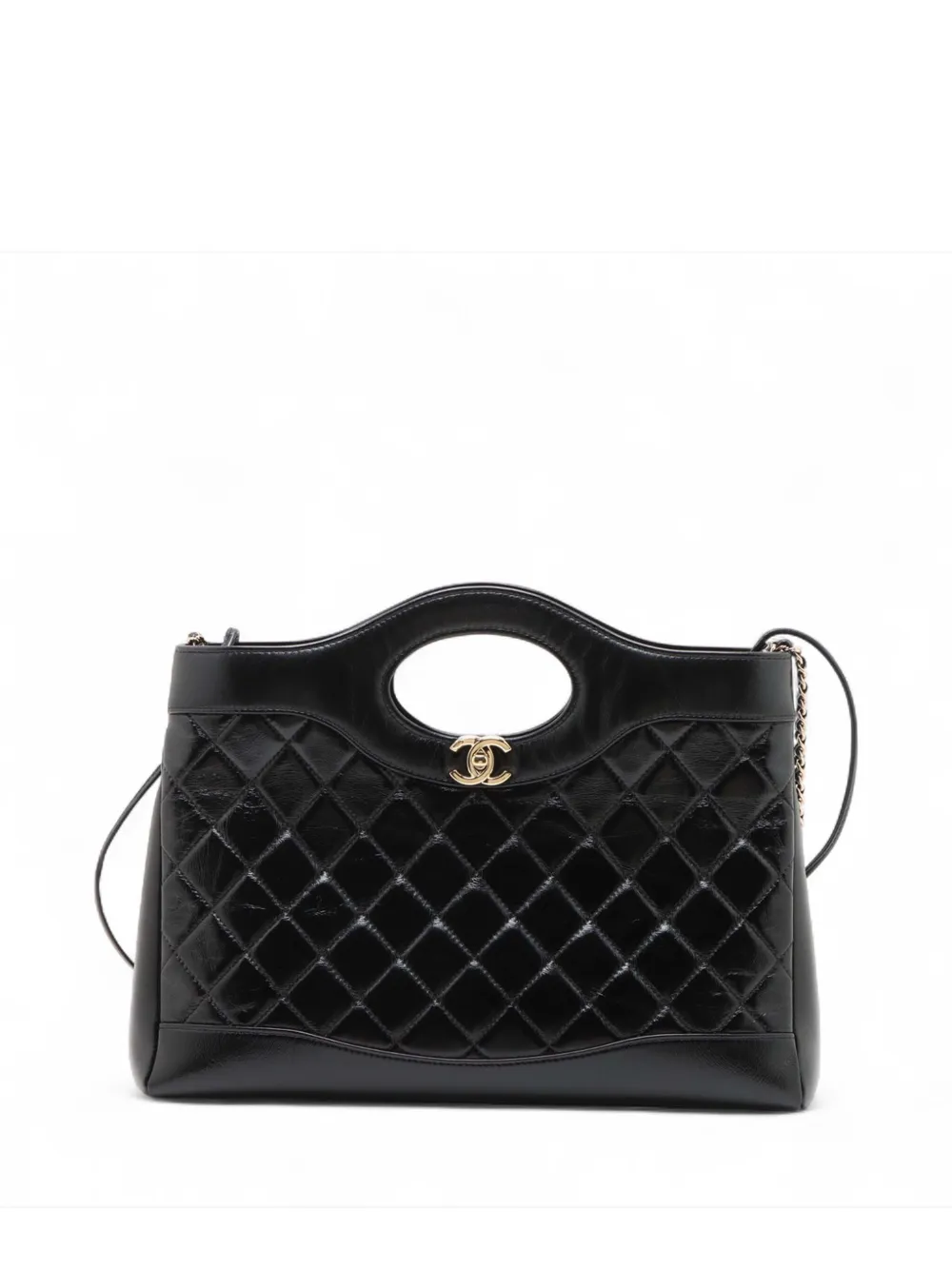 CHANEL Pre-Owned 2021-2026 Mini Shiny Crumpled Calfskin 31 Shopping Bag satchel - Nero
