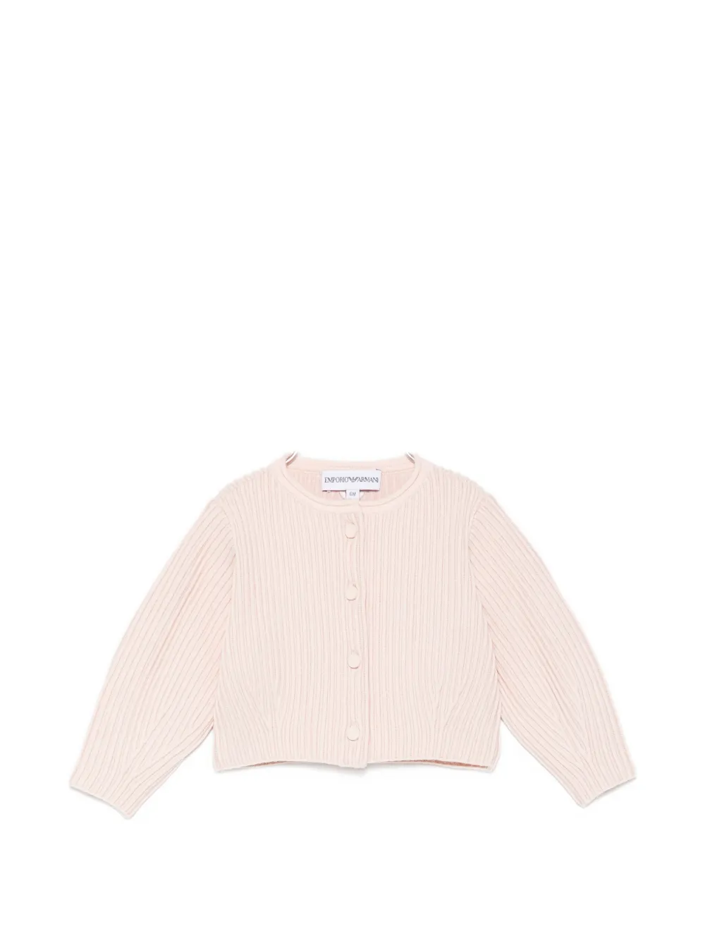 Emporio Armani Kids ribbed-knit cropped cardigan - Rosa