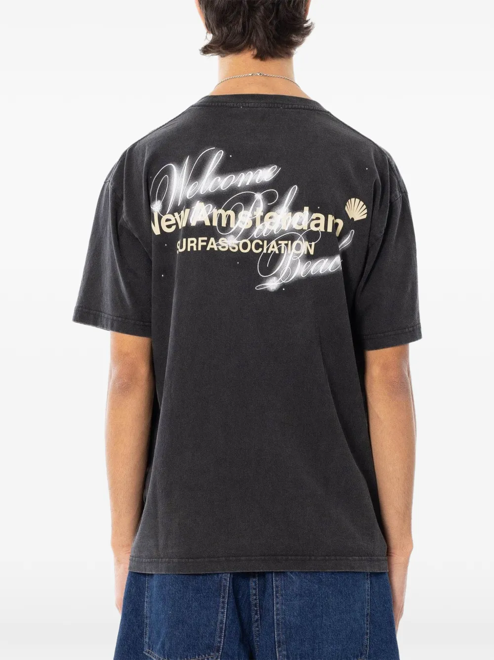 NEW AMSTERDAM Welcom to Palmbeach T-shirt Zwart