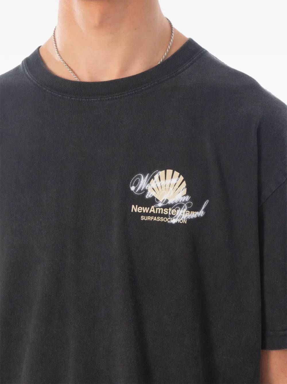 NEW AMSTERDAM Welcom to Palmbeach T-shirt Zwart